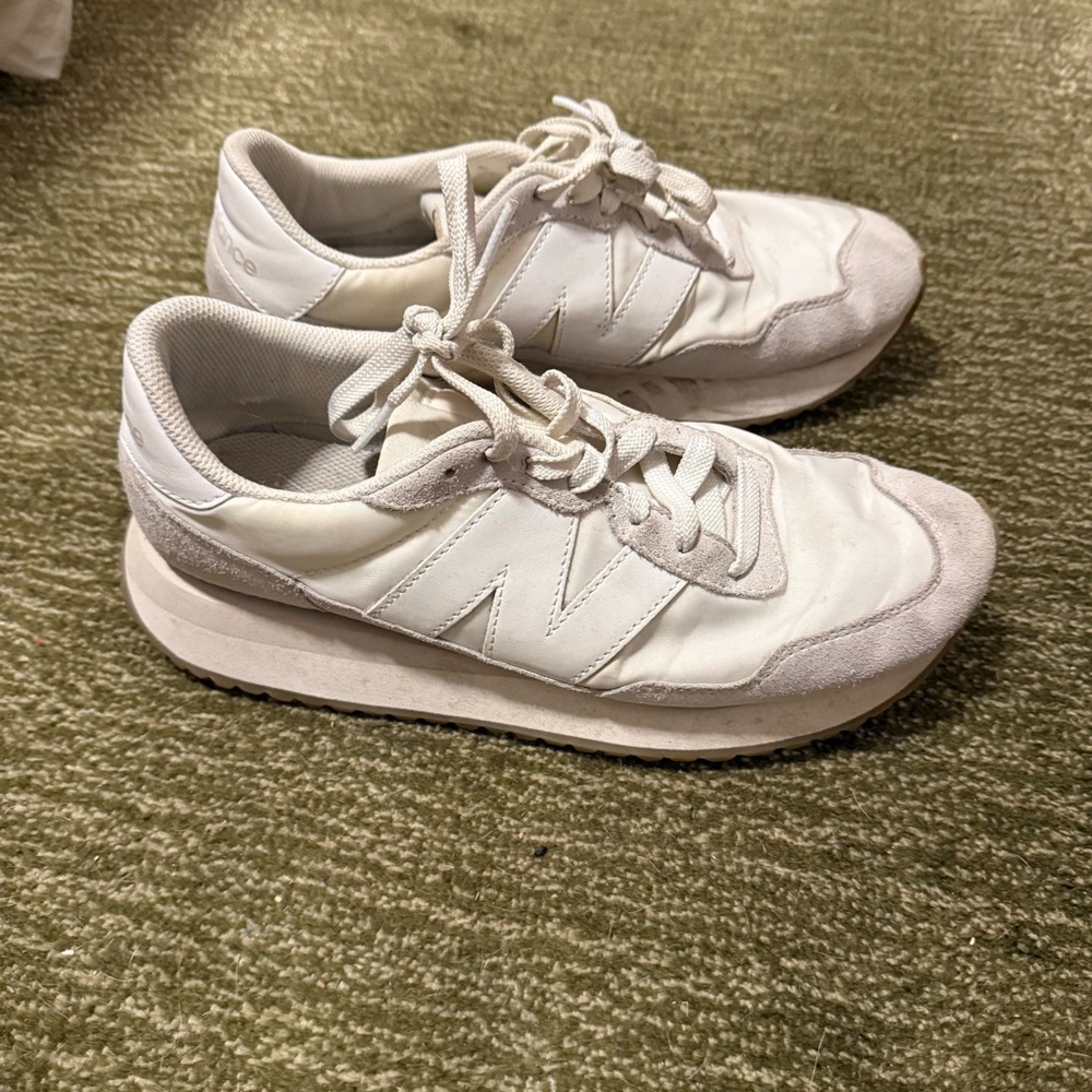 New Balance Cream and White Sneakers